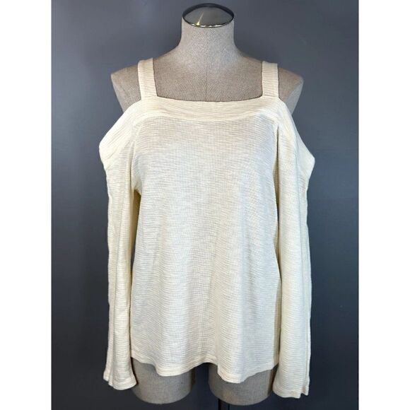Anthropologie Sol Angeles Reyes Open Shoulder Knit Top in Ivory Size S - Picture 2 of 6